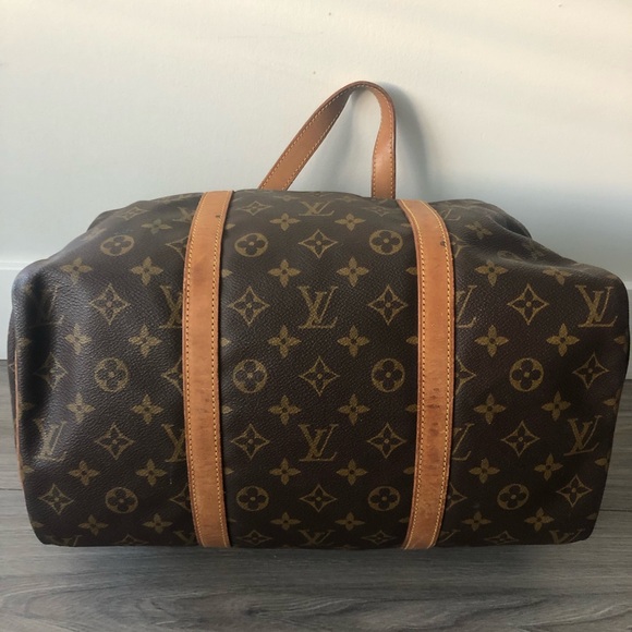 SOLD Louis Vuitton Sac Souple 35 Monogram Canvas Vintage w/ Leather Luggage Tag - Picture 10 of 11
